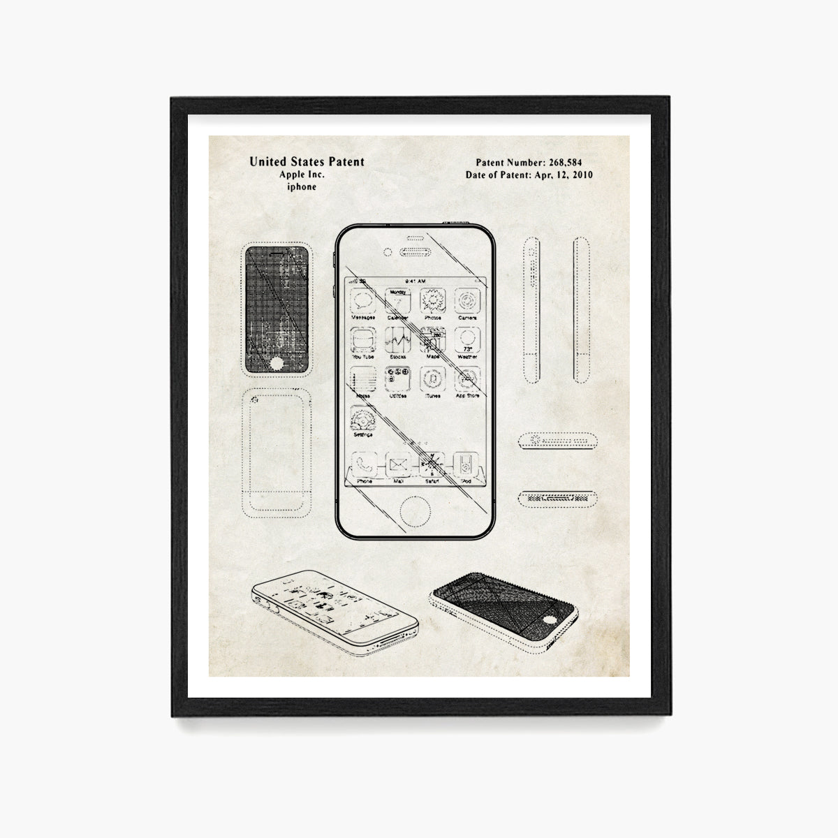 Apple Iphone Patent Poster, Computer Tech Wall Art