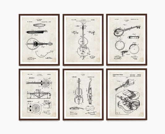 Bluegrass Instrument Patent Wall Art, Music Patent Poster, Music Room Decor