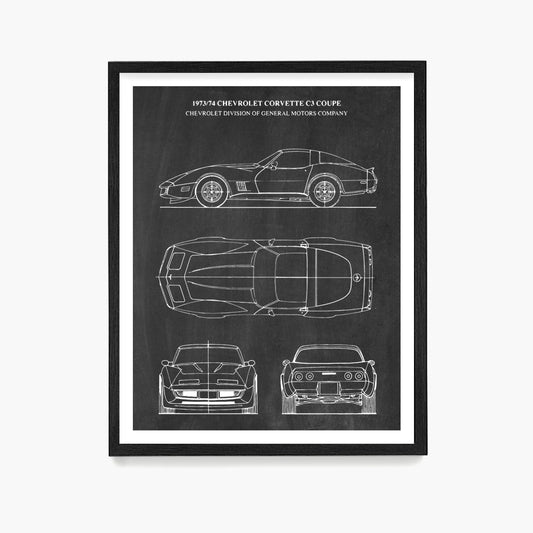 Corvette Patent Poster, Corvette Wall Art