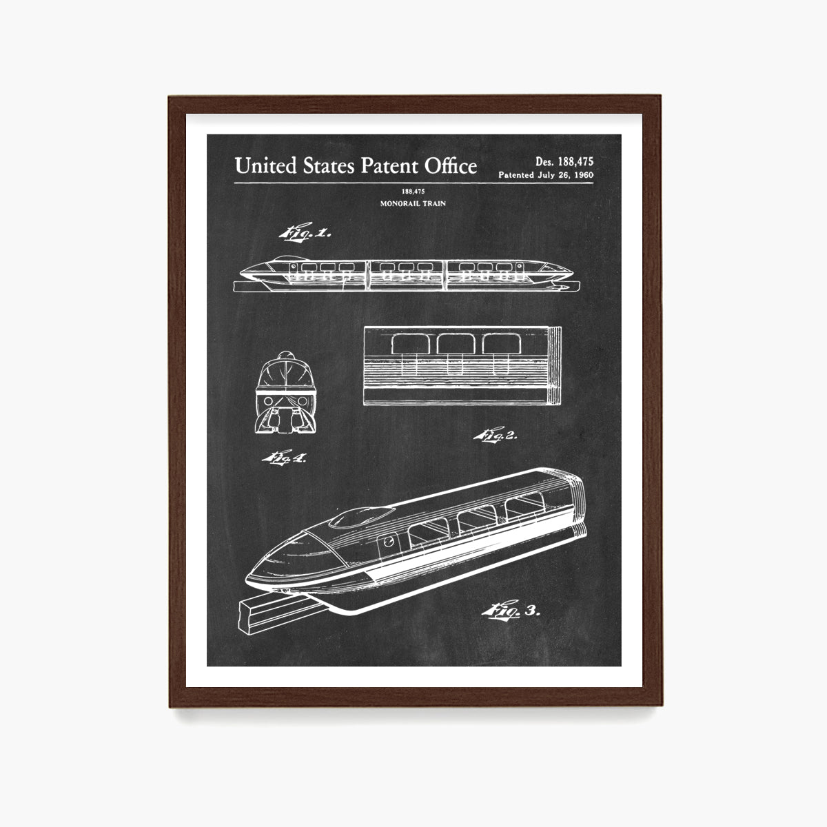 Disney Monorail Patent Poster, Disney Patent Wall Art