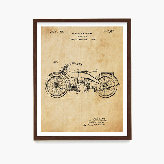 Harley Davidson Motorcycle Patent Poster, Harley Davidson Wall Art