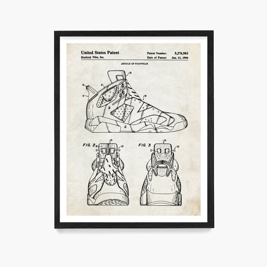 Nike Air Jordan 6 Sneaker Patent Poster, Sneaker Wall Art