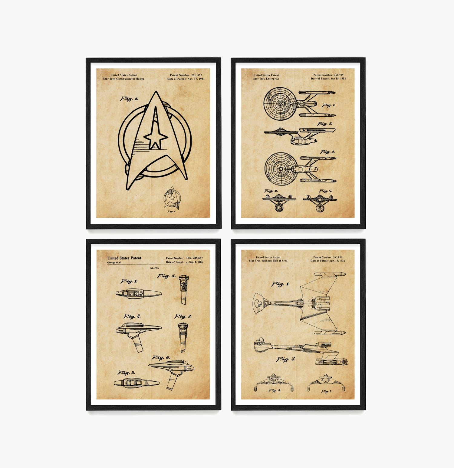 Star Trek Badge Patent Poster, Star Trek Wall Art