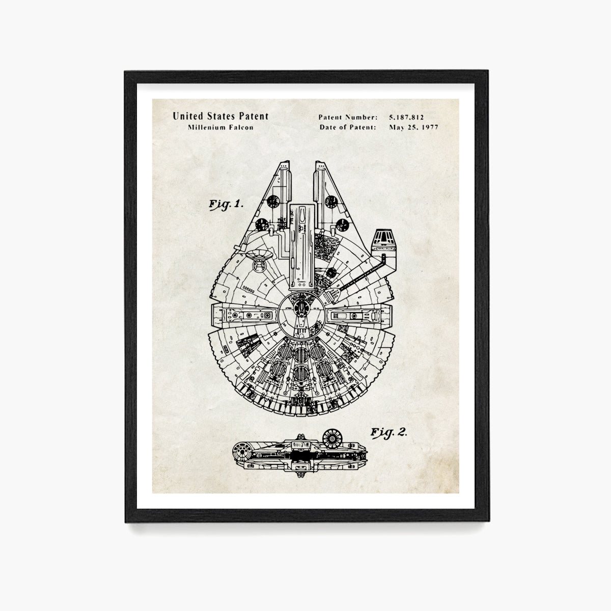 Millenium Falcon Patent Poster, Star Wars Patent Wall Art